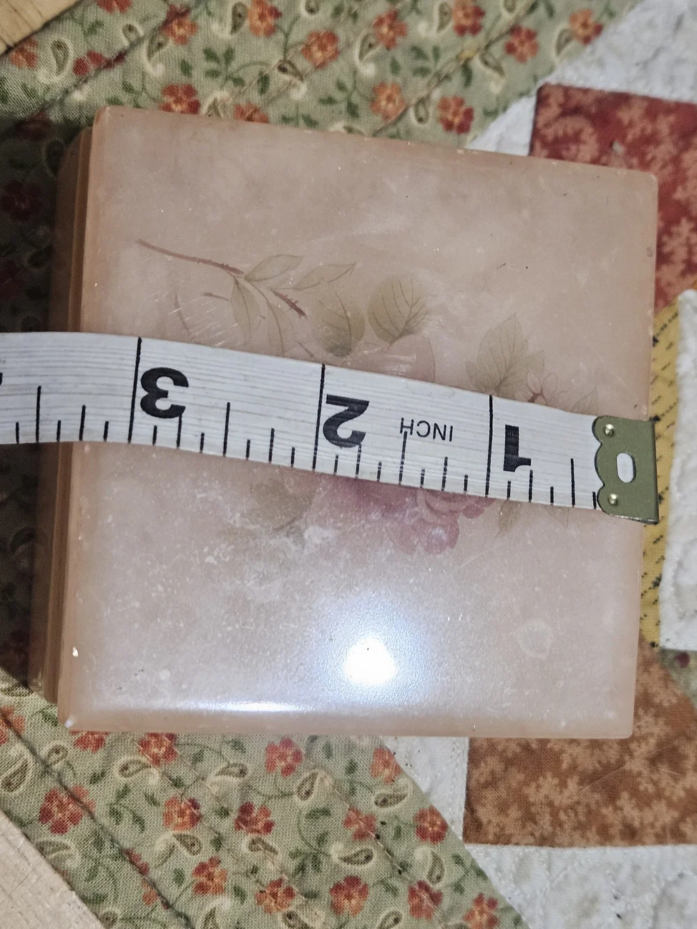 Vintage, Hand-carved Italian Alabaster Trinket Box featuring a Painted Pink Rose